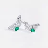 Abstract Diamond and Green Emerald Earrings