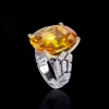 Abstract Yellow Sapphire and Diamond Ring