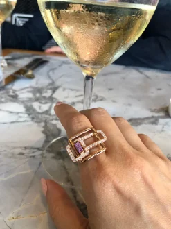 Affinity 3 Link Diamond and Pink Sapphire Ring