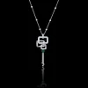 Affinity 3 Link Diamond and Green Emerald Tassle Necklace