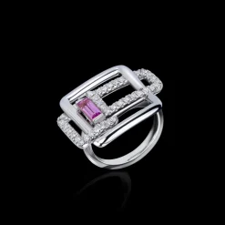 Affinity 3 Link Diamond and Pink Sapphire Ring