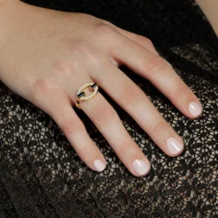 Athena Diamond and Australian Black Sapphire Ring