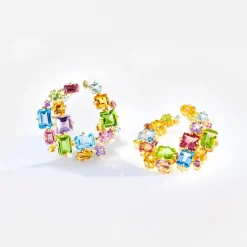 Cubism Colourburst Circular Gemstone Earrings