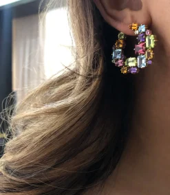 Cubism Colourburst Circular Gemstone Earrings