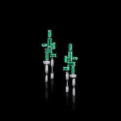 Cubism Diamond and Green Emerald Earrings