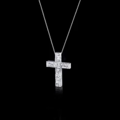 Cubism Diamond Cross Necklace (23 Set Diamonds)