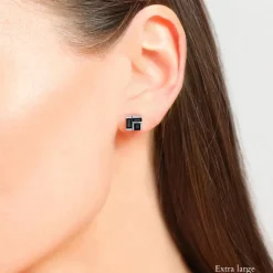 Cubism Earrings (Australian Black Sapphires)