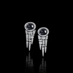 Cubism Pavé Diamond and Australian Black Sapphire Earrings