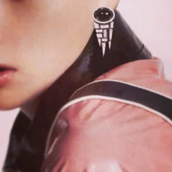 Cubism Pavé Diamond and Australian Black Sapphire Earrings