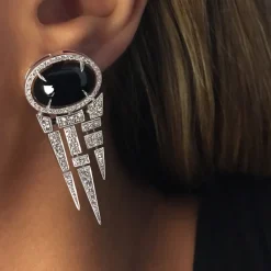 Cubism Pavé Diamond and Australian Black Sapphire Earrings