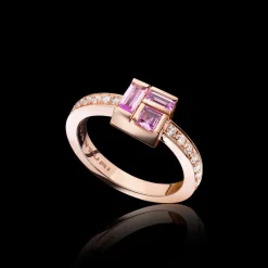 Cubism Pink Sapphire Stud Ring