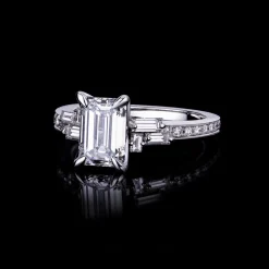 Cubism Upswept 1.51ct Emerald Diamond Engagement Ring