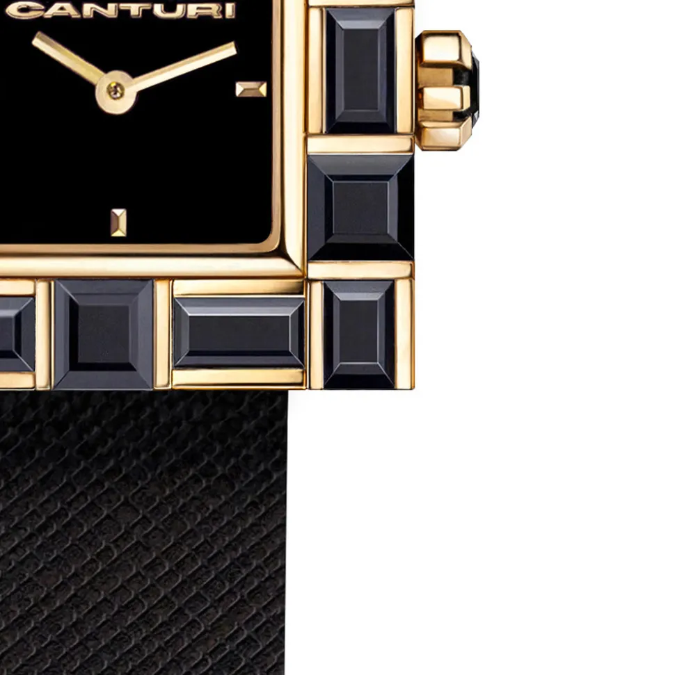 Cubism Watch | Australian Black Sapphire & Black Dial
