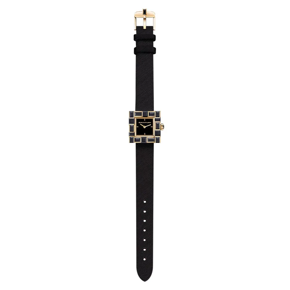 Cubism Watch | Australian Black Sapphire & Black Dial