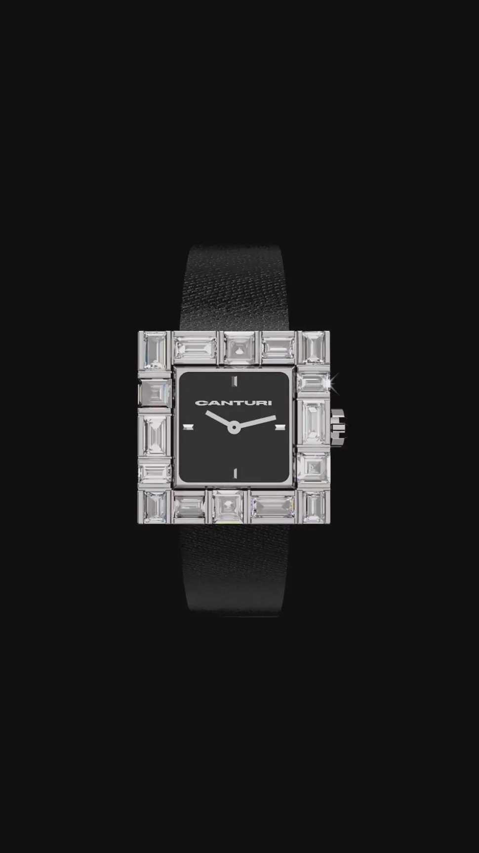 Cubism Watch | Australian Black Sapphire & Black Dial