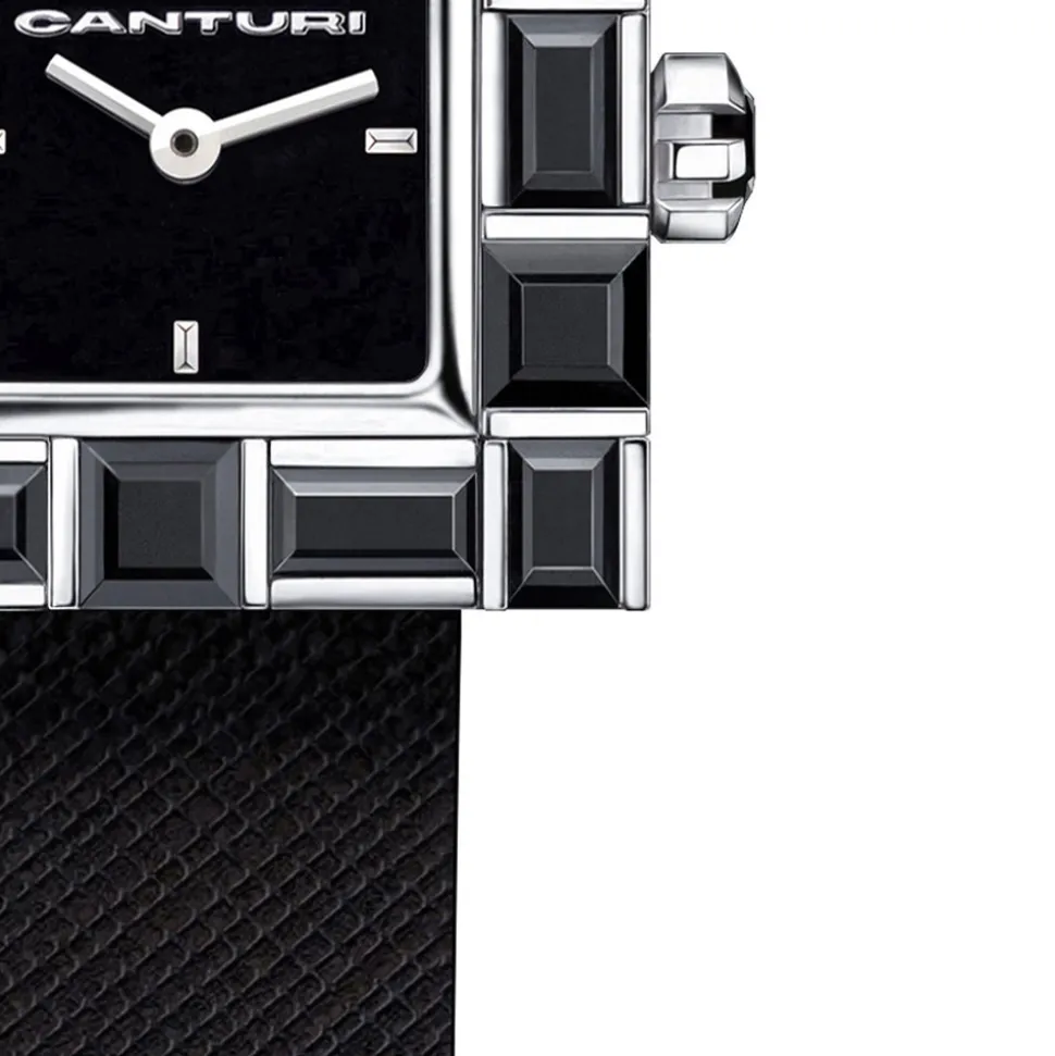 Cubism Watch | Australian Black Sapphire & Black Dial