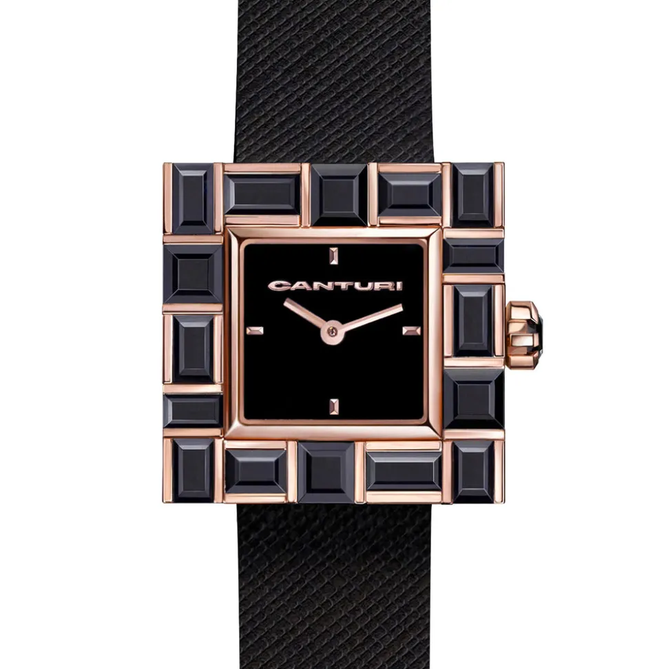 Cubism Watch | Australian Black Sapphire & Black Dial