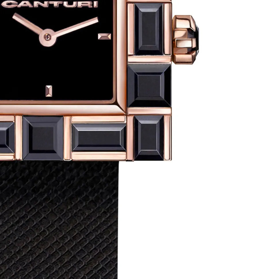 Cubism Watch | Australian Black Sapphire & Black Dial