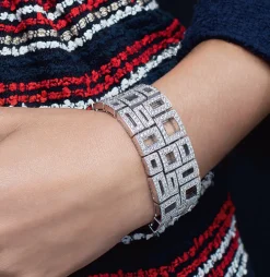 Geometric 3 Row Diamond Bracelet