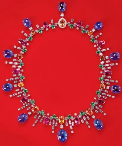 Iris Diamond and Gemstone Neckpiece