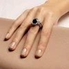Metropolis Diamond and Australian Black Sapphire Ring (Cushion cut)