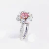 Primavera Diamond Halo and Pink Diamond Ring