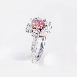 Primavera Diamond Halo and Pink Diamond Ring