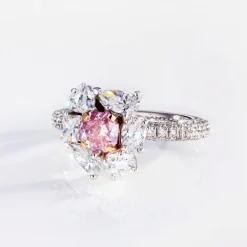 Primavera Diamond Halo and Pink Diamond Ring
