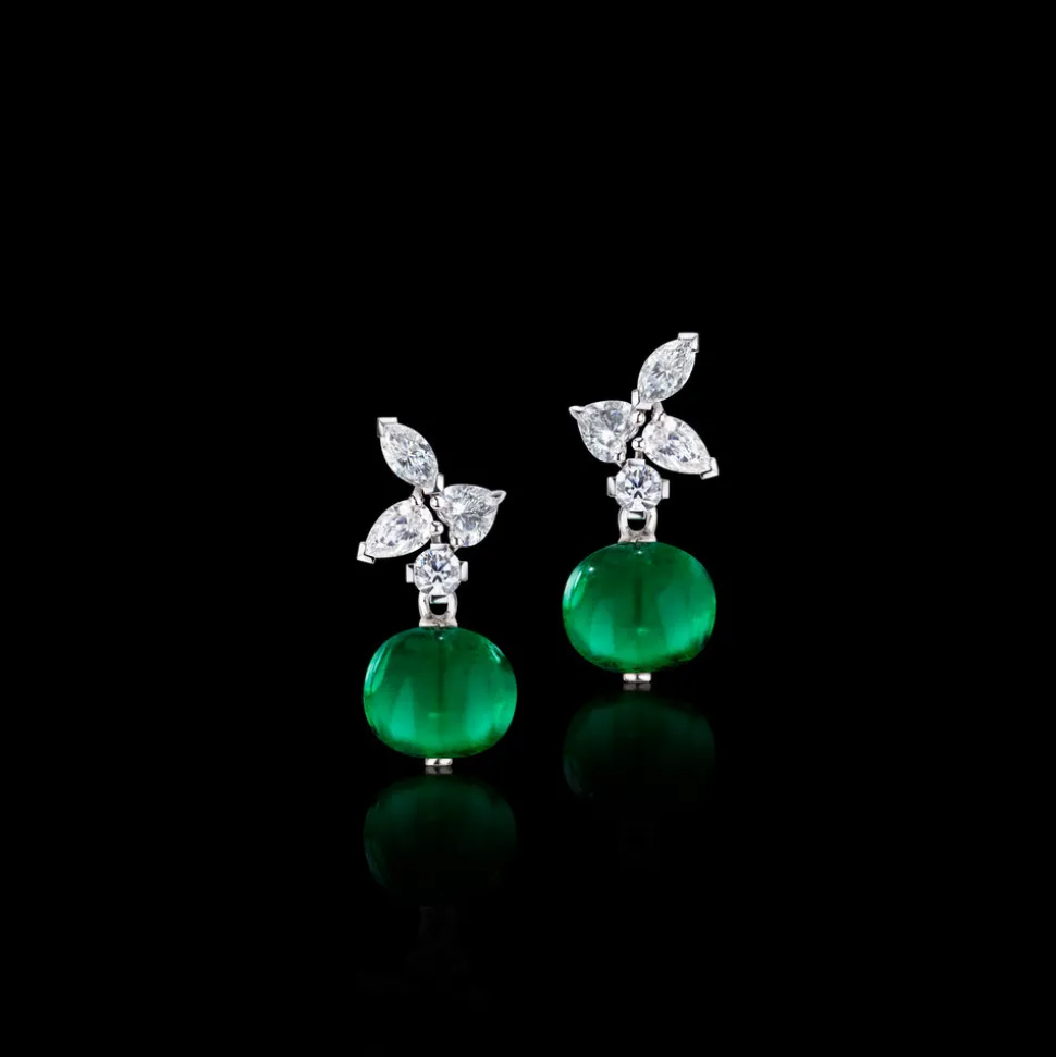 Primavera 5-Drop Diamond and Round Emerald Drop Earrings