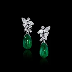 Primavera 8-Drop Diamond and Tear Drop Emerald Earrings