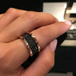 Regina 3 Row Black Diamond Ring