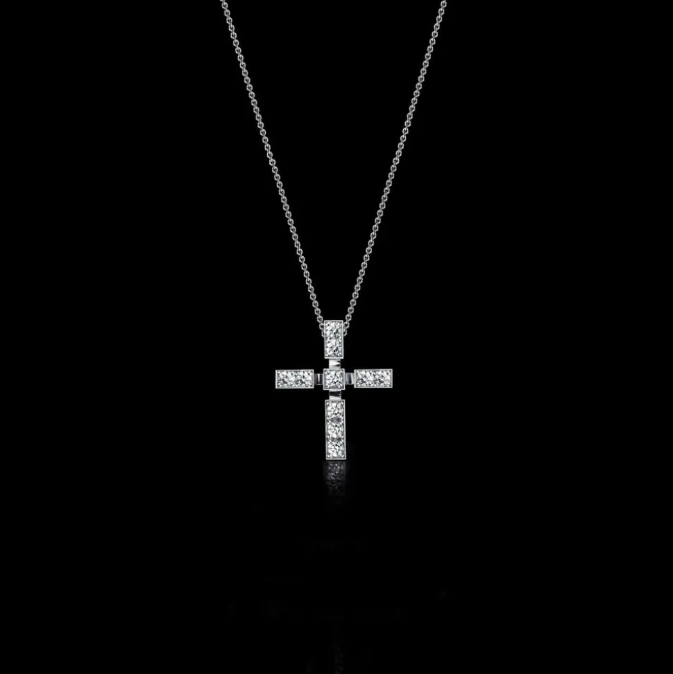 Regina Cross Necklace (Small with Diamonds)