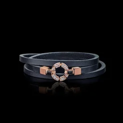 Regina Diamond and Australian Black Sapphire Leather Bracelet
