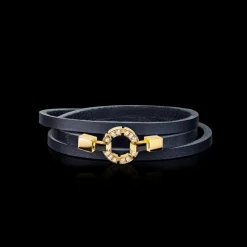 Regina Diamond and Australian Black Sapphire Leather Bracelet