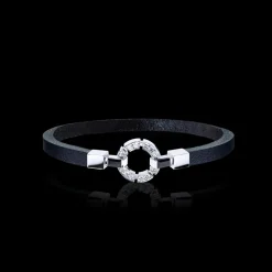 Regina Diamond and Australian Black Sapphire Leather Bracelet