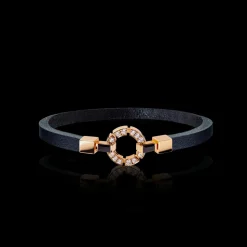 Regina Diamond and Australian Black Sapphire Leather Bracelet