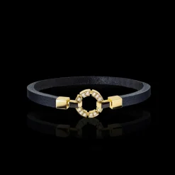 Regina Diamond and Australian Black Sapphire Leather Bracelet
