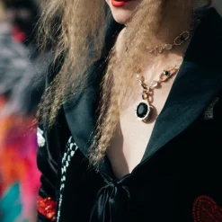 Regina Diamond, Australian black sapphire, Onyx, Moonstone and Ruby Neckpiece