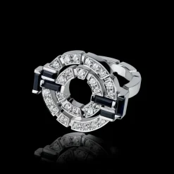 Regina Double Link Ring (Diamonds and Australian Black Sapphires)