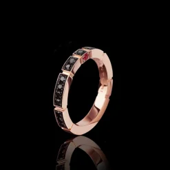 Regina 3mm Ring (Black Diamonds and Ruby)