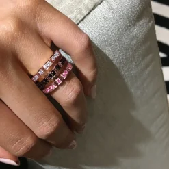 Regina 3mm Ring (Black Diamonds and Ruby)