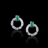 Regina Single Link Diamond & Green Emerald Earrings