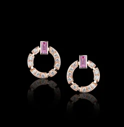 Regina Single Link Earrings | Diamonds & Pink Sapphires