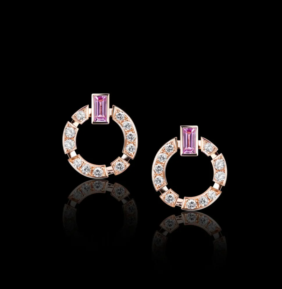 Regina Single Link Earrings | Diamonds & Pink Sapphires