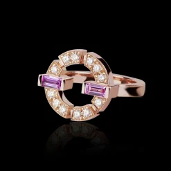 Regina Single Link Ring (Diamonds and Pink Sapphires)