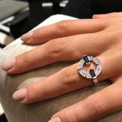 Regina Single Link Ring (Diamonds and Australian Black Sapphires)