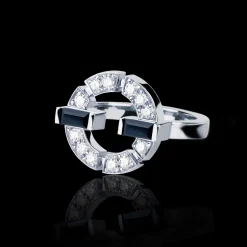 Regina Single Link Ring (Diamonds and Australian Black Sapphires)