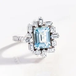 Stella Diamond and Aquamarine Ring