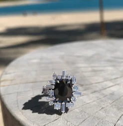 Stella Diamond and Australian Black Sapphire Ring